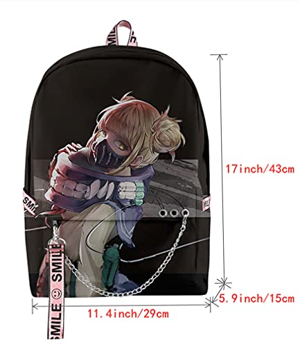 XIXISA 17" Anime My Hero Academia Backpack MHA Himiko Toga Laptop Backpacks (Himiko Toga)