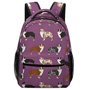 australian shepherd dogs travel backpack casual sports bag oxford cloth suitable for study shopping traveling camping