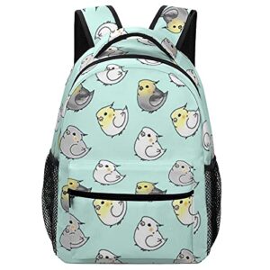 cute cockatiel birds travel backpack casual sports bag oxford cloth suitable for study shopping traveling camping