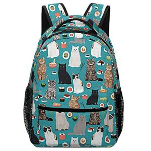 cats sushi travel backpack casual sports bag oxford cloth suitable for study shopping traveling camping