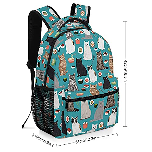 Cats Sushi Travel Backpack Casual Sports Bag Oxford cloth suitable For Study Shopping traveling camping