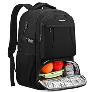 coolbell lunch backpack 17.3 inches laptop backpack bags with insulated compartment/usb port water-resistant hiking backpack for business work travel men women (black)