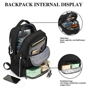 CoolBELL Lunch Backpack 17.3 Inches Laptop Backpack Bags with Insulated Compartment/USB Port Water-resistant Hiking Backpack for Business Work Travel Men Women (Black)