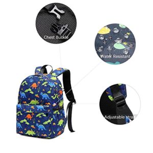 Abshoo Cute Lightweight Little Kids Backpacks for Boys and Girls Preschool Backpack With Lunch Bags(Dinosaur Navy)