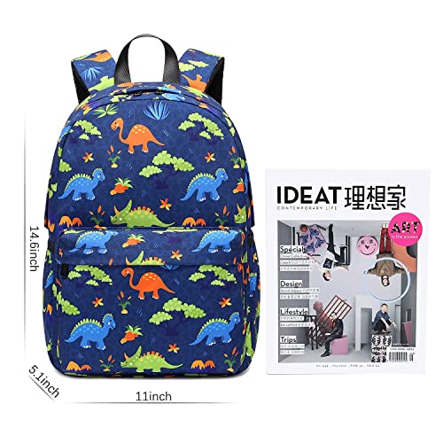 Abshoo Cute Lightweight Little Kids Backpacks for Boys and Girls Preschool Backpack With Lunch Bags(Dinosaur Navy)