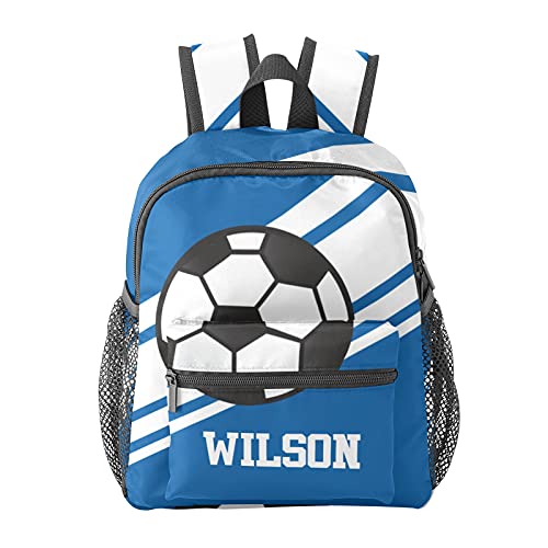 Eiis Soccer Ball Sports Royal Blue Personalized School Backpack for Kid-Boy /Girl Toddler Daypack Kindergarten Travel Bookbag