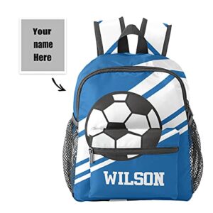 Eiis Soccer Ball Sports Royal Blue Personalized School Backpack for Kid-Boy /Girl Toddler Daypack Kindergarten Travel Bookbag