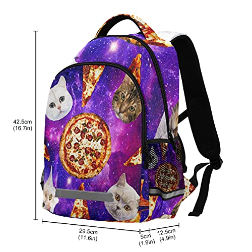 Glaphy Galaxy Cats Backpack Pizza Cat Laptop Travel Bags Lightweight School Bookbag Student Backpacks for Men Women Kids Teens