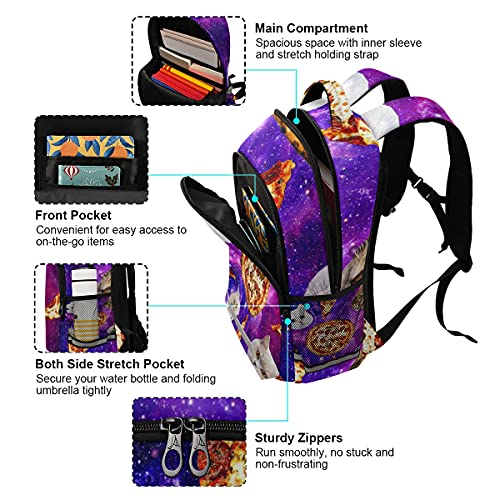 Glaphy Galaxy Cats Backpack Pizza Cat Laptop Travel Bags Lightweight School Bookbag Student Backpacks for Men Women Kids Teens