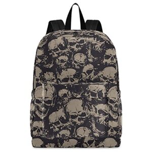 zzwwr grunge skulls pattern polyester computer backpack big daypack for business sport travel school bookbags