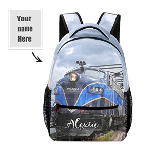 Eiis Blue Diesel Engine Train Personalized School Backpack for Kid-Boy /Girl Primary Daypack Travel Bookbag Option 5 One Size P22889