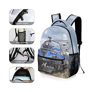 Eiis Blue Diesel Engine Train Personalized School Backpack for Kid-Boy /Girl Primary Daypack Travel Bookbag Option 5 One Size P22889