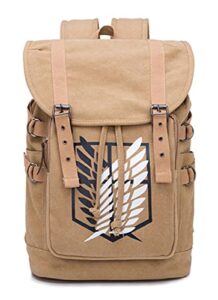 wanhongyue attack on titan anime drawstring rucksack canvas backpack schoolbag for students boys girls cosplay