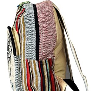 VIBRANIC Himalayan HEMP Laptop Backpack - THC Free - All Natural Handmade - 13"/15" Laptop Compartment - Multi-Pocket - Dream Catcher Owl Print SM - Made in Nepal