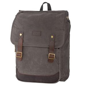 waterproof waxed canvas backpack for men travel rucksack leather trimming (dark gray)