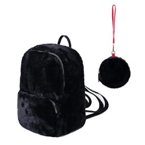 alissie mini purse backpacks for women furry bag kawaii fluffy fuzzy bag anime faux fur 2 in 1 travel daypacks