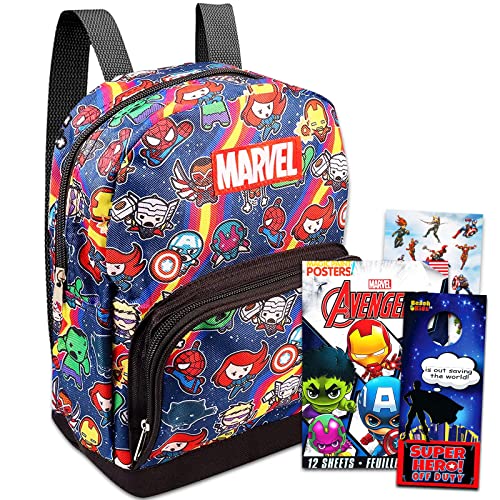 Marvel Avengers Mini Backpack Set ~ 5 Pc Canvas Avengers Superhero 10 Inch Mini Backpack with Stickers, More