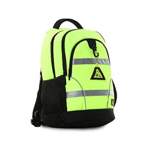 reflective apparel high visibility waterproof safety backpack - 3m reflective tape, 100% polyester oxford - lime, 14" x 7" x 18"