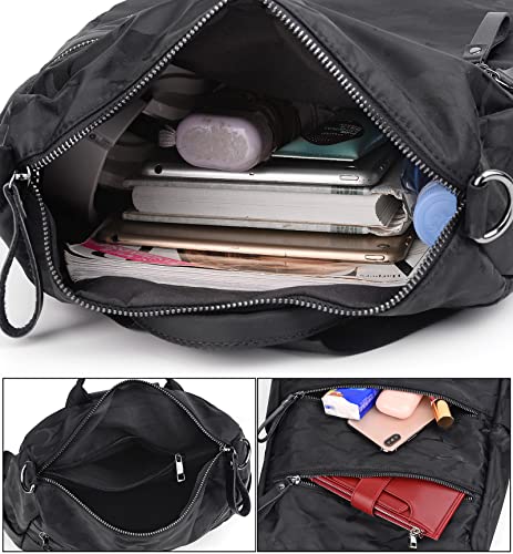 UTO Camo Waterproof Backpack for Women Durable Nylon Multipurpose Roomy Multi pockets Travel Business Shoulder Bag New Camo Black