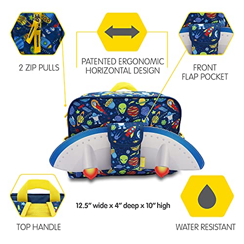 Bixbee Kids Backpack, Blue Outer Space Bookbag for Girls & Boys Ages 5 - 7 | Daycare, Preschool, Elementary School Bag for Kids | Easy to Carry & Water Resistant