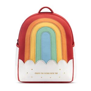 zoy zoii kids backpack, modern toddler backpack for preschool girls boys ages 5-10, children bookbag schoolbag casual daypack travel bag - zoy rainbow