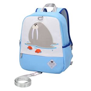 beatrix new york - toddler & kids 11.5" backpack bag with removable leash for girls & boys (walrus), ideal for preschool & kindergarten back to school