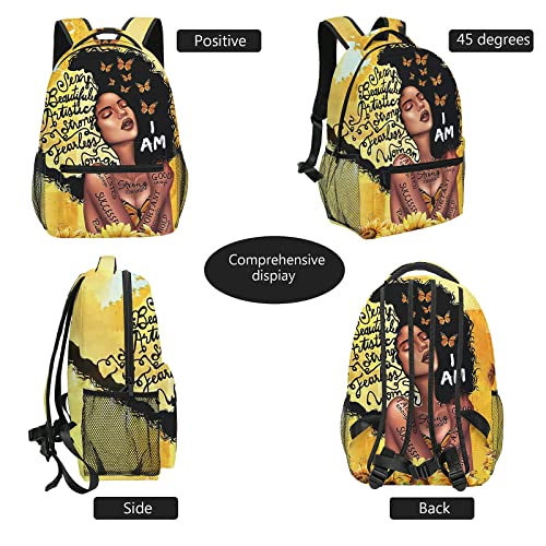 GALIRVC African Art Backpack Afro Bookbag Durable Laptop Bag for Girls Woman Student Work Travel Cycling 17 Inch