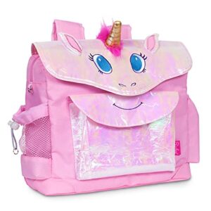 bixbee kids backpack, pink unicorn bookbag for girls & boys ages 5-7 | daycare, preschool, elementary school bag for kids | easy to carry & water resistant