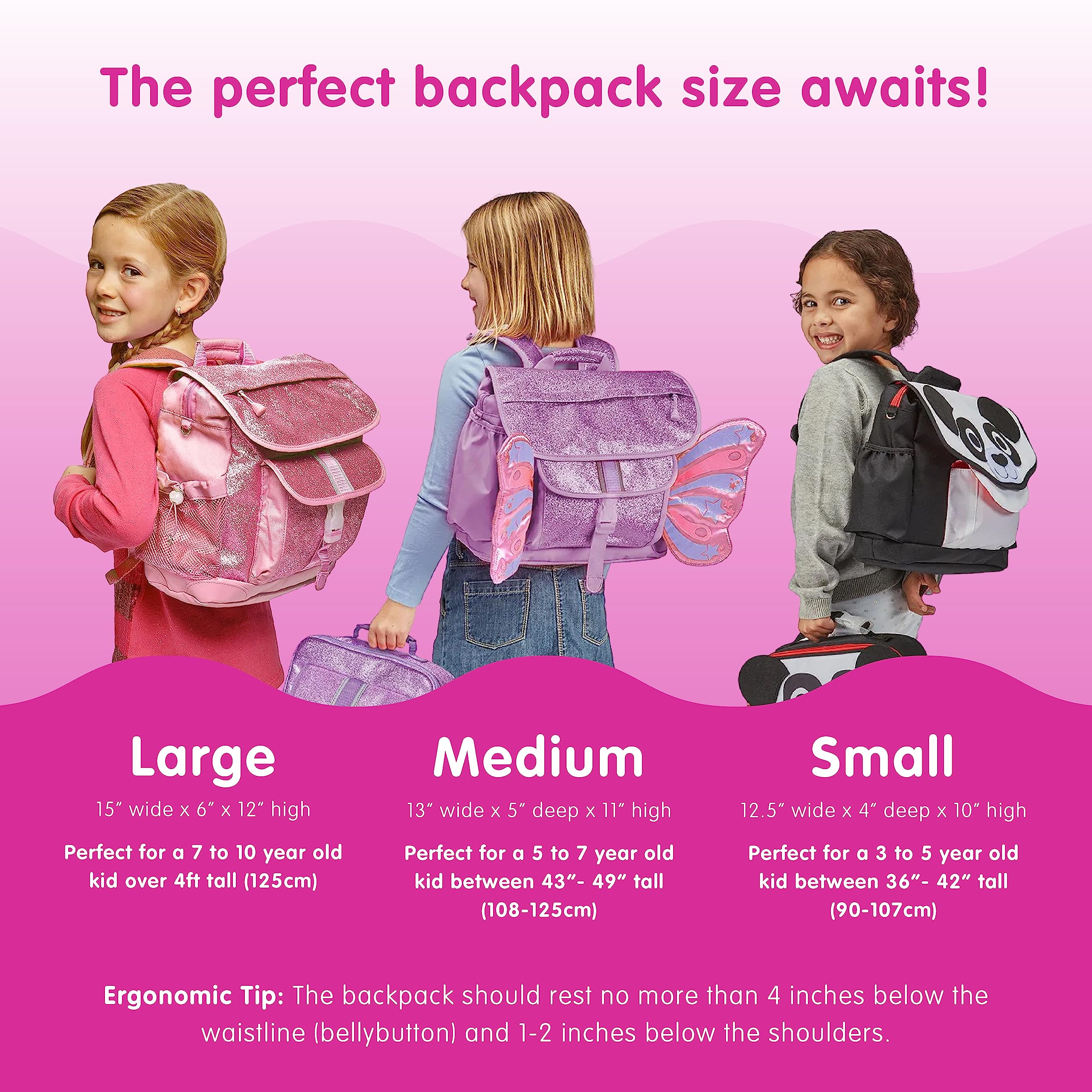 Bixbee Toddler Backpack, Ruby Raspberry Sparkly Butterfly Bookbag for Girls & Boys Ages 3-5 | Daycare, Preschool, Elementary School Bag for Kids | Easy to Carry & Water Resistant