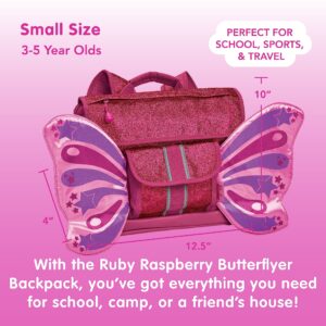 Bixbee Toddler Backpack, Ruby Raspberry Sparkly Butterfly Bookbag for Girls & Boys Ages 3-5 | Daycare, Preschool, Elementary School Bag for Kids | Easy to Carry & Water Resistant