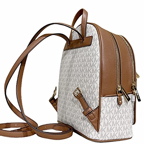 Michael Kors Kenly Medium Adina Backpack Pebbled Leather Vanilla MK Signature
