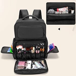 BAFASO Large Makeup Backpack, Makeup Bag with Sleeve for Laptop, Black