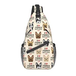 french bulldog crossbody sling backpack lunch box shoulder chest urben sling bag travel hiking chest bag daypack for women & men