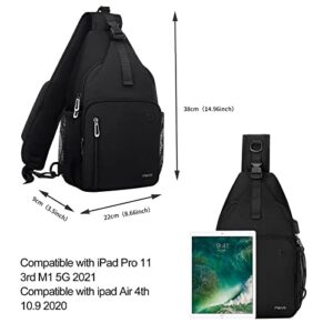 MOSISO Sling Backpack Bag, Crossbody Shoulder Bag Travel Hiking Daypack Chest Bag with Front Square Pocket&USB Charging Port, Black