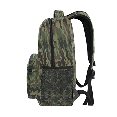 AUUXVA Military Camo Camouflage School Backpack for Kids Boys,Cool Army Laptop Backpack Student College School Bag Bookbag for Primary Junior High School, Casual Travel Camping Hiking Daypack