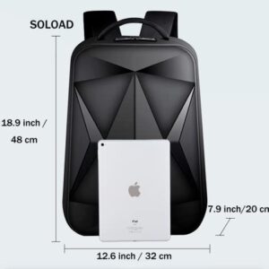 SOLOAD Hard Shell Laptop Backpack 17 Inch Business Gaming Backpack Waterproof with USB Charging Port (Hard Shell Black)