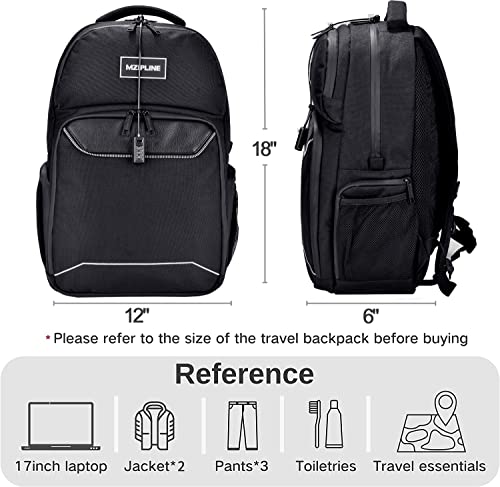 MZIPLINE Travel Backpack Bag - Smell Proof - Anti-Theft Business Laptop Backpack with Lock,Large Daypack Travel bags for College Men & Women (Black)