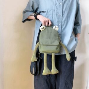 Hipi-shop Cute frog nylon chest bag Sling Backpack Travel Hiking Daypack Crossbody Shoulder Bag Student Phone Wallet For Women Girls Green