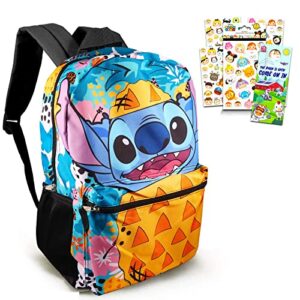 disney lilo and stitch backpack set for kids - bundle with stitch backpack with tsum tsum stickers and more (girls backpack elementary school)