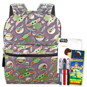 disney bundle mandalorian baby yoda backpack for kids, adults - bundle with 16 inch baby yoda backpack plus baby yoda pens, star wars stickers, and more (boys and girls backpack), kids backpack boys