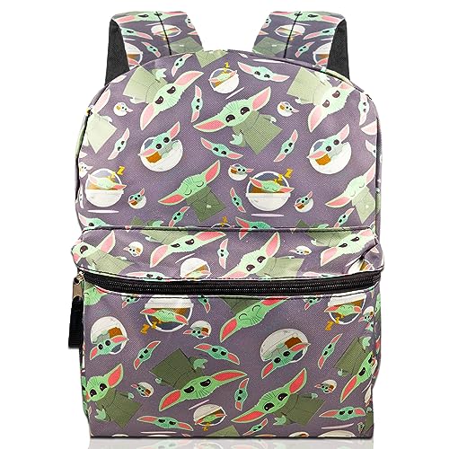 Disney Bundle Mandalorian Baby Yoda Backpack for Kids, Adults - Bundle with 16 Inch Baby Yoda Backpack Plus Baby Yoda Pens, Star Wars Stickers, and More (Boys and Girls Backpack), kids backpack boys
