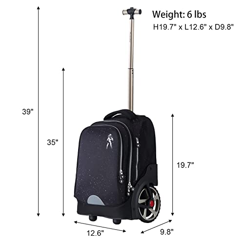 UNIKER Rolling Laptop Bag for 14 Inch Laptop,19 Inch Roller Bookbag for Teens,Roller Travel Bag,Wheeled Bookbag High School,Trolley School Bag,Schoolbag with Wheels Spacewalk