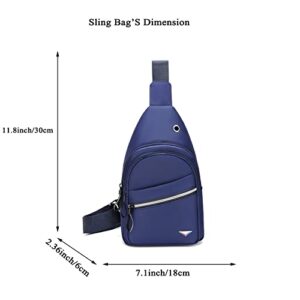 Gkaikpe Crossbody Sling Backpacks Sling Bag for Men Women with Headphone Jack Oxford Fabric Chest Bags Small Shoulder Bag Unisex Daypack for Travel Hiking Running Walking Cycling Sports,Blue