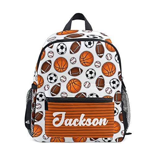 Sinestour Custom Basketball Sport Kid's Backpack Personalized Backpack with Name/Text Preschool Backpack for Boys Customizable Toddler Backpack for Girls with Chest Strap