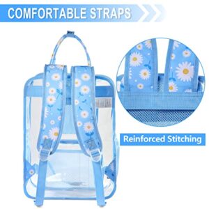 VASCHY Clear backpack for Women, Heavy Duty Transparent See Through Stadium Approved Square Backpack for Teen Girls Bookbag Schoolbag Skyblue