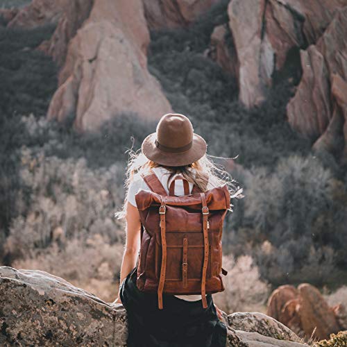 BERLINER BAGS Vintage Leather Backpack Leeds, Large Waterproof Bookbag for Men and Women - Brown (Brown XL)