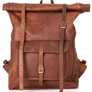 BERLINER BAGS Vintage Leather Backpack Leeds, Large Waterproof Bookbag for Men and Women - Brown (Brown XL)