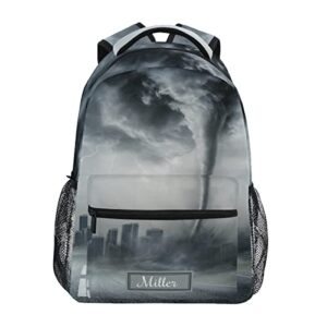 glaphy custom tornado black backpack school backpack for boys girls personalized name laptop bookbag travel daypack