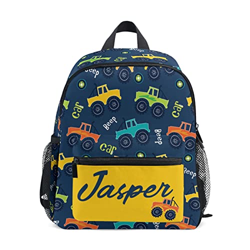 MCHIVER Custom Cars Toddler Backpack for Preschool Personalized Kids School Backpack for Girls Boys Cute Bookbag for Camping Travel