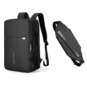 mark ryden 23/40l carry on travel backpack fits 17.3'' laptop&slim crossbody bag fits 7.9'' ipad